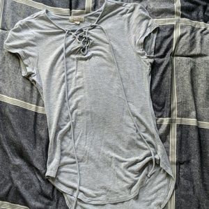 Grey tie up t shirt